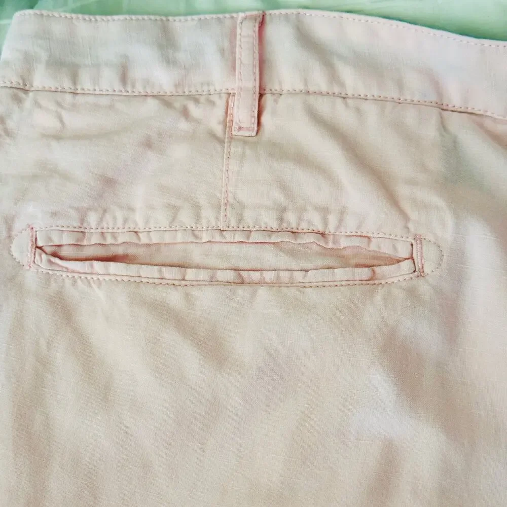 Faherty Malibu Linen Cotton Chino Shorts 42 Summer Pink Flat Front